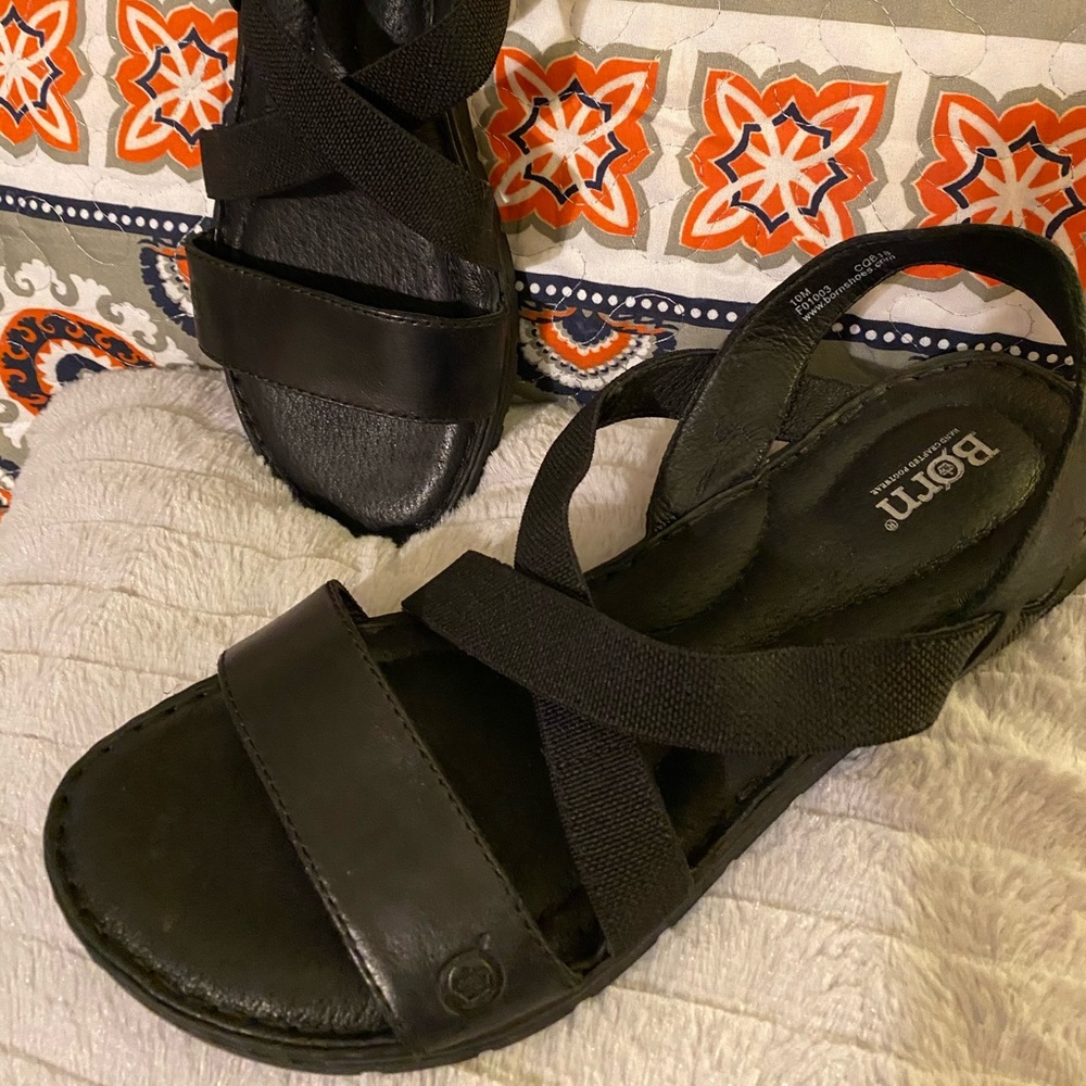 Born black leather sandals.